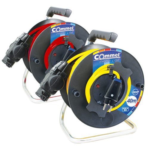 Commel Kábeldob - PVC 280 mm, Egyfázisú, T3-as csapfedeles elosztó,40m , 16 A 230 V ~ 3500 W IP44