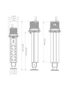 Commel bútorba építhető, rejtett elosztó 3 db aljzat, USB A+C fekete+szürke gyürü 16A 3680W