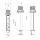 Commel bútorba építhető, rejtett elosztó 3 db aljzat, USB A+C fekete+szürke gyürü 16A 3680W