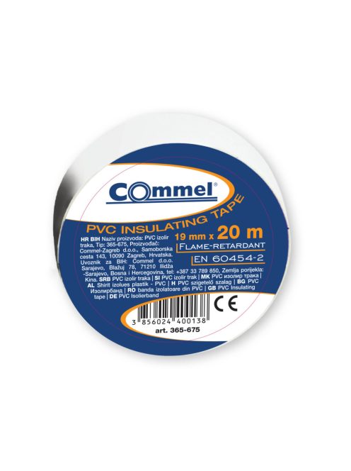 Commel szigetelőszalag fehér 19mm x 20m 1 db