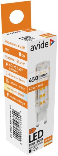 Avide LED 4.2W G9 NW 4000K