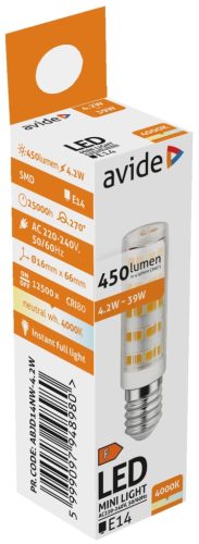 Avide LED 4.2W JD E14 NW 4000K