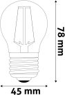 Avide LED Filament Mini Globe 2.5W E27 WW 2700K