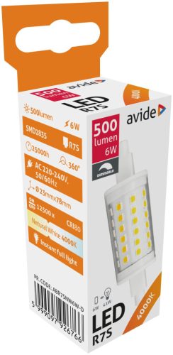 Avide LED 6W R7S 23x78mm NW 4000K Fényerőszabályzós