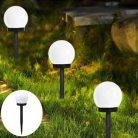 6 darabos napelemes kerti gömb lámpa szett – hideg fehér LED fény, IP44, leszúrh