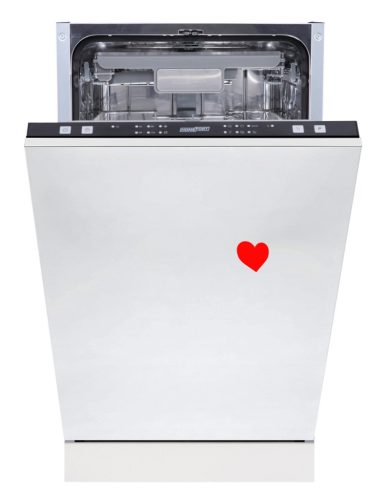HOMEFORT HMGB0421B Beépíthető mosogatógép, bútorlap nélkül, 10 teríték, 9 L fogyasztás, 6 program,  47 dB zajszint, D energiaosztály, Felső evőeszköztartó , 45 cm, Digit. kijelző nélkül , Automata ajtónyitással