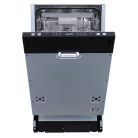 HOMEFORT HMGB0421B Beépíthető mosogatógép, bútorlap nélkül, 10 teríték, 9 L fogyasztás, 6 program,  47 dB zajszint, D energiaosztály, Felső evőeszköztartó , 45 cm, Digit. kijelző nélkül , Automata ajtónyitással