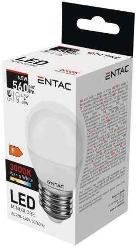 Entac LED Mini Globe E27 6,5W WW 3000K