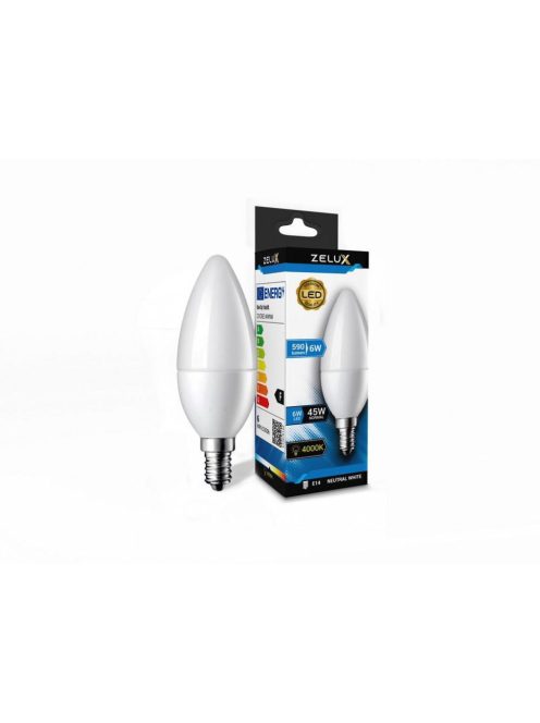 Zelux Led Candle C37 6W E14 4000K Gyertya Izzó